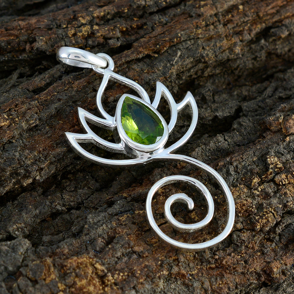 Peridot Dainty Italian Sterling Silver Solitaire Fernanda Rope-Wire Green Pendant Jewellery