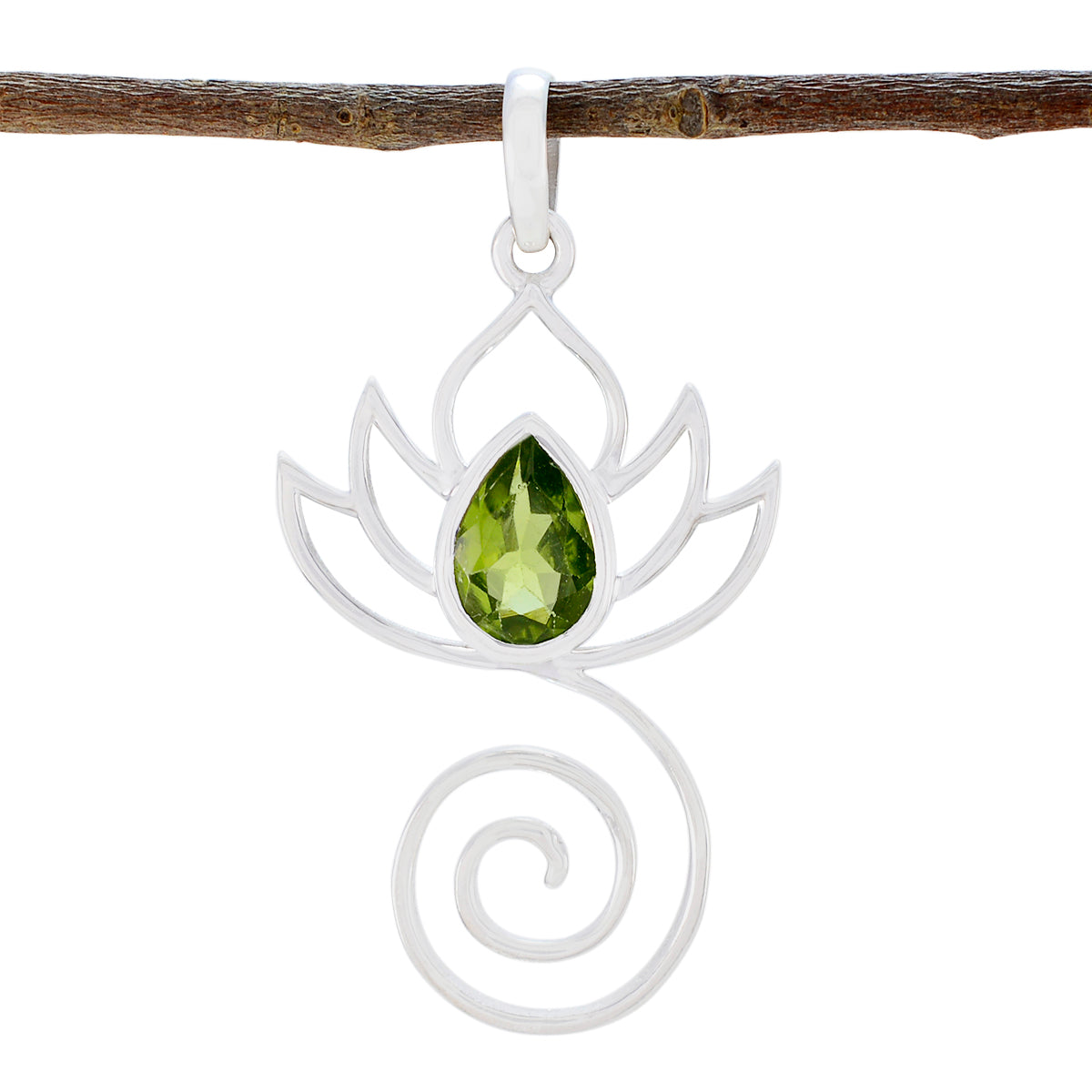 Zierlicher Peridot-Anhänger aus italienischem Sterlingsilber, Solitär, Grün
