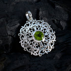 Peridot Zierlicher französischer 92,5 Silber Solitär Paula Art-Deco Grün Anhänger Schmuck