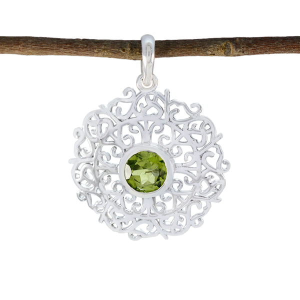 Peridot Dainty French 92.5 Silver Solitaire Green Pendant