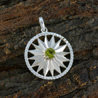 Peridot Whisper-thin Spanish 925 Silver Solitaire Teresa Moon & Star Green Pendant Jewelry