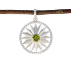 Peridot Whisper-thin Spanish 925 Silver Solitaire Green Pendant
