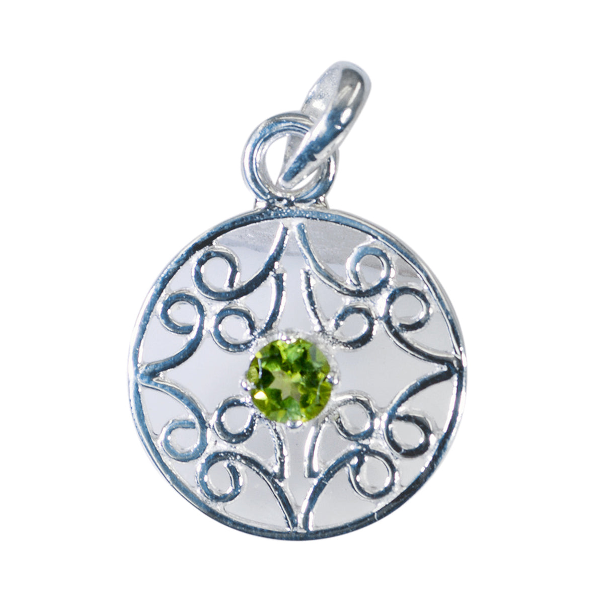 Peridot Tiny Spanish 92.5 Silver Solitaire Green Pendant Main image