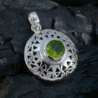 Peridot Statement Italian 925 Silver Solitaire Lucia Vintage Green Pendant Jewelry