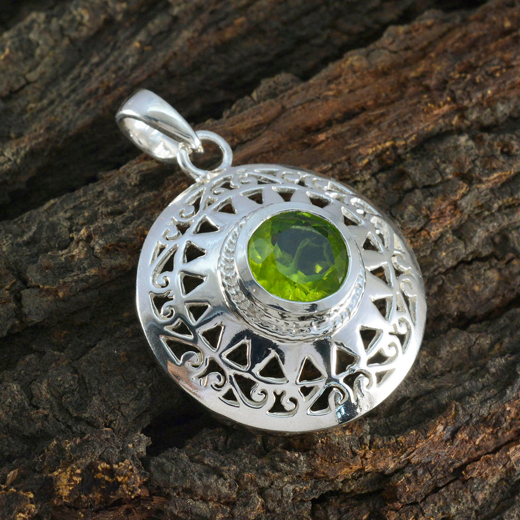 Peridot Statement Italian 925 Silver Solitaire Lucia Vintage Green Pendant Jewelry