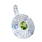Ciondolo vintage Mila in argento sterling tedesco con ciondolo solitario verde con peridoto, accattivante e accattivante