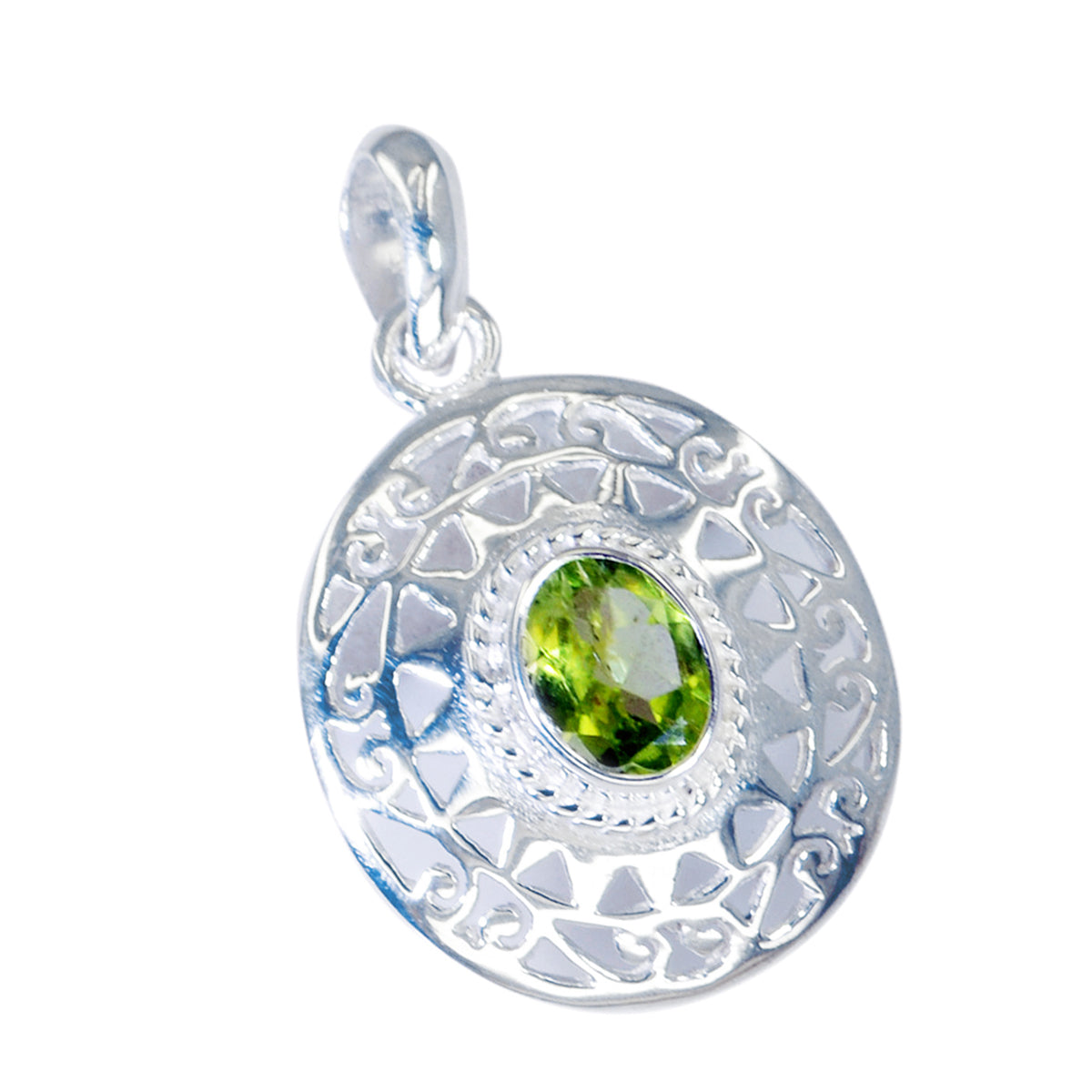Ciondolo vintage Mila in argento sterling tedesco con ciondolo solitario verde con peridoto, accattivante e accattivante