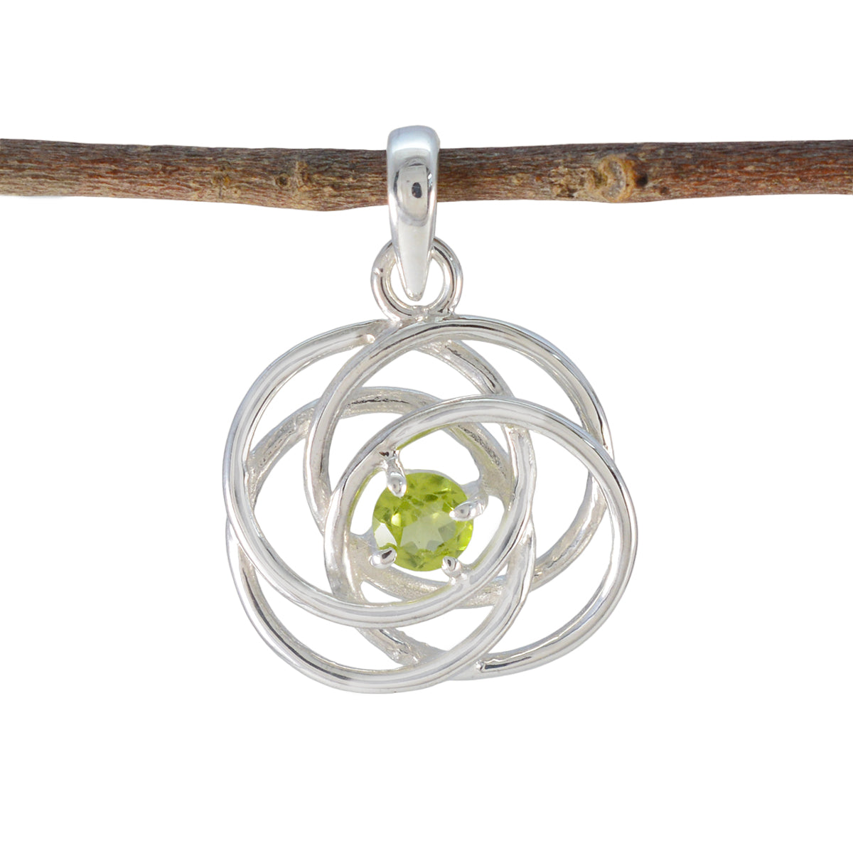 Peridot Dainty French Sterling Silver Solitaire Green Pendant Image principale du produit