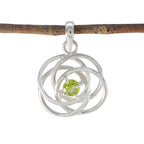 Peridot Dainty French Sterling Silver Solitaire Green Pendant