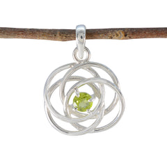 Peridot Dainty French Sterling Silver Solitaire Green Pendant