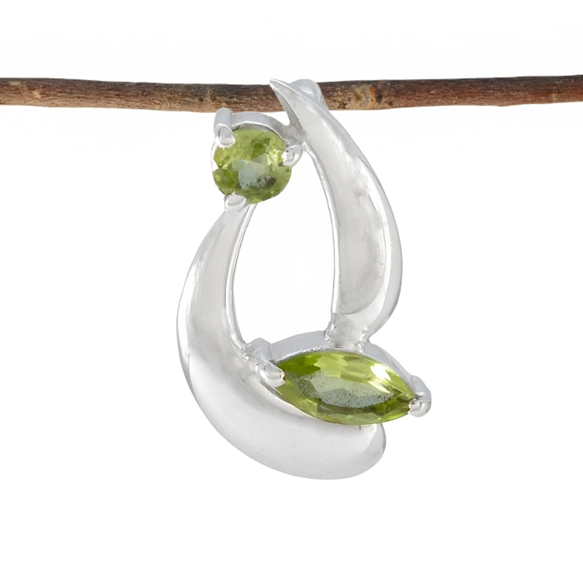 Peridot Delicate American 92.5 Silver Toi et Moi Green Pendant Image principale du produit