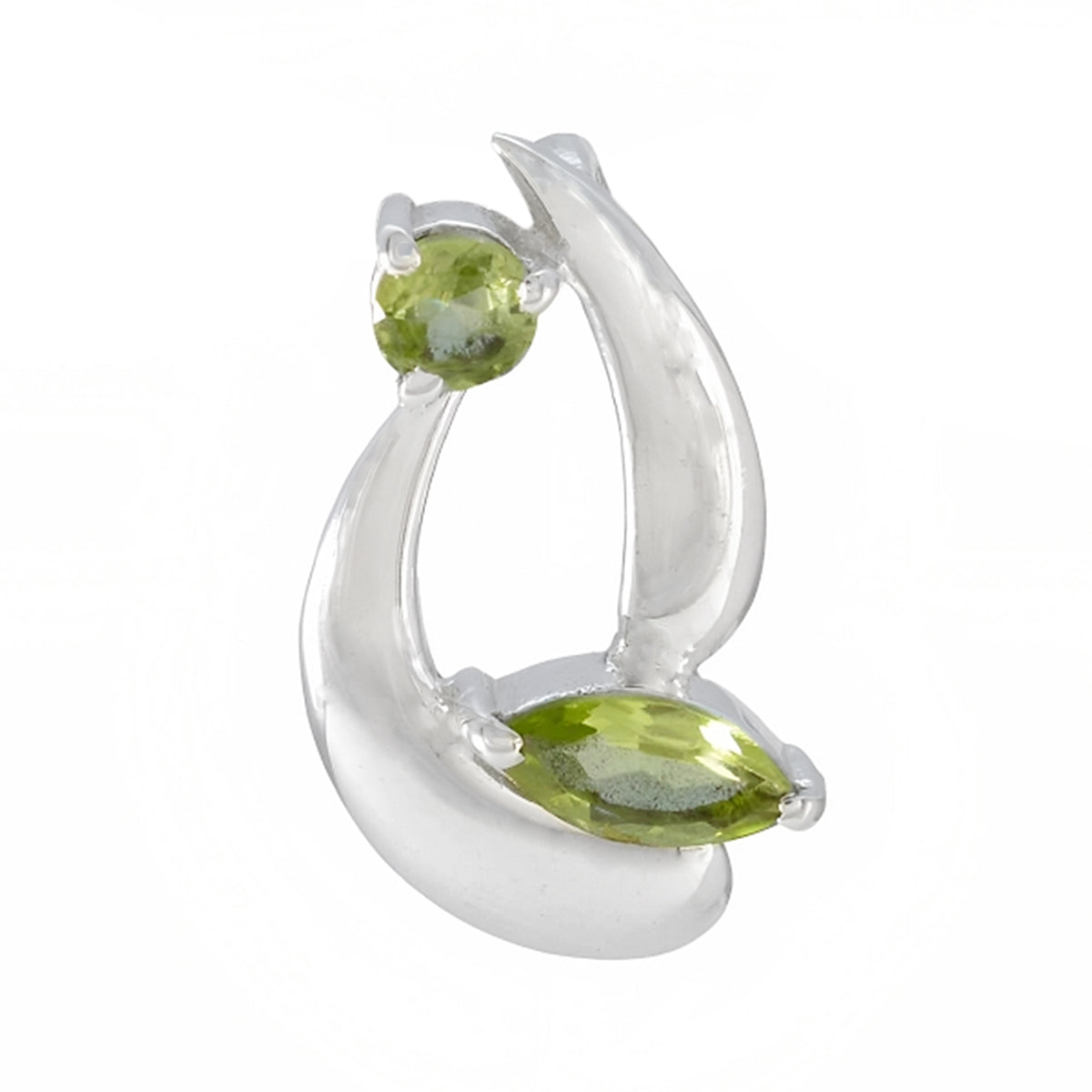 Peridot Delicate American 92.5 Silver Toi et Moi Penelope Abstract Green Pendant Jewellery
