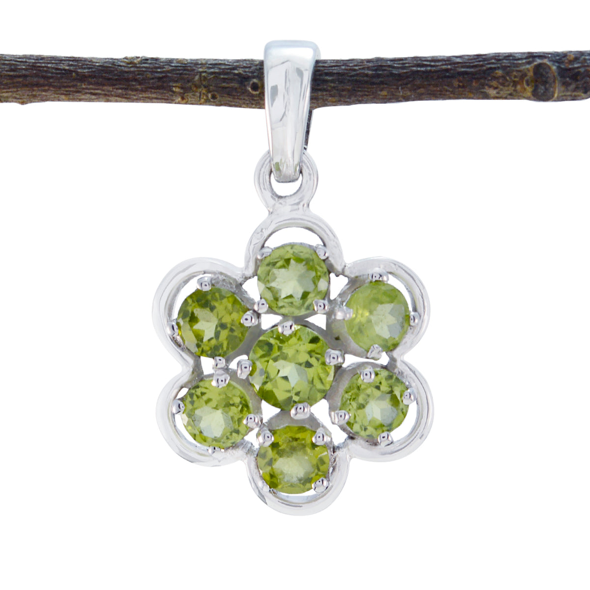 Peridot Delicate American 92.5 Silver multiple Green Pendant