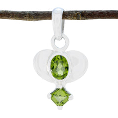 Peridot Dainty Latin American 92.5 Silver Toi et Moi Green Pendant