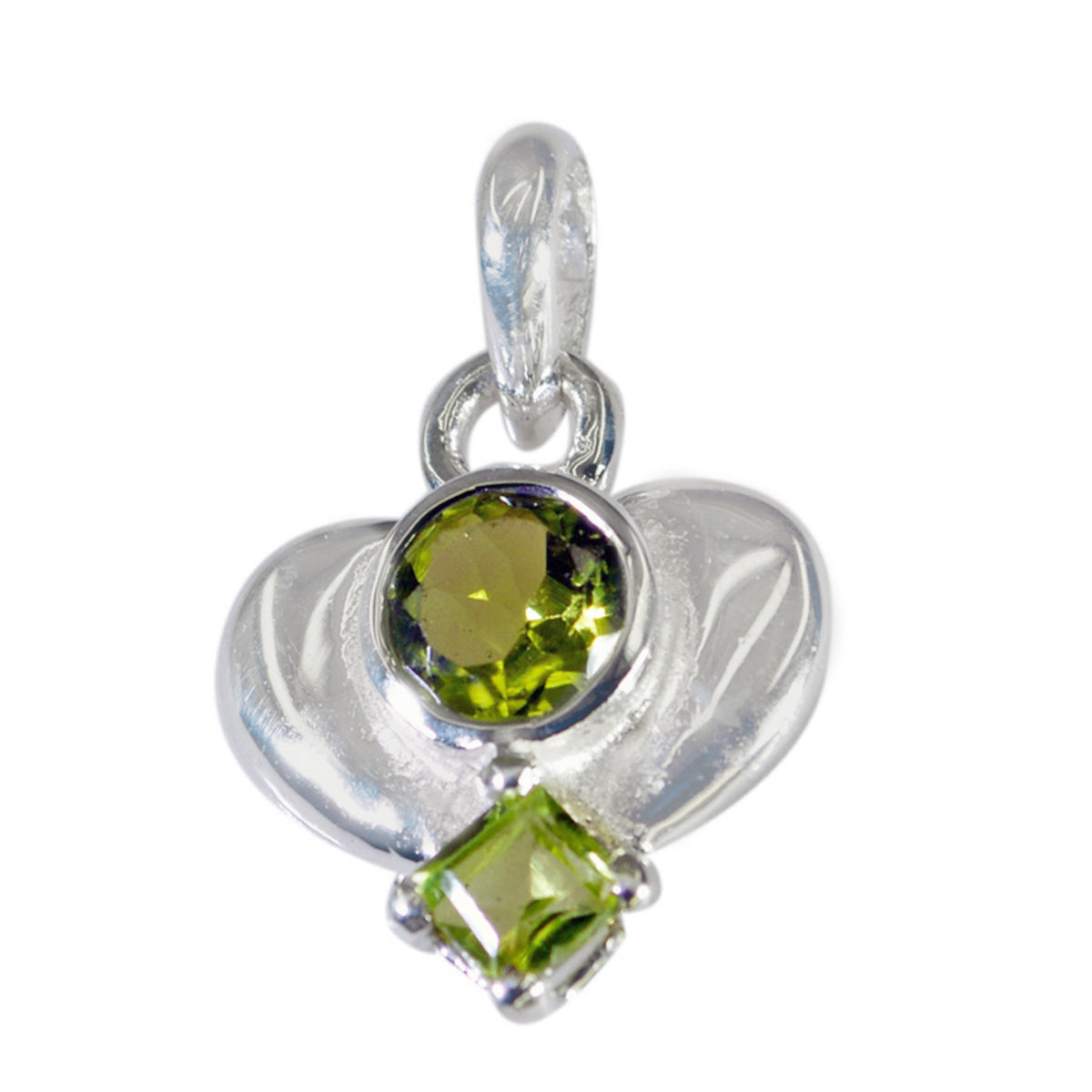Peridot Featherlight Russian Silver Toi et Moi Green Pendant Hoofdafbeelding