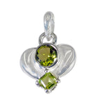 Peridot Featherlight Russian Silver Toi et Moi Green Pendant
