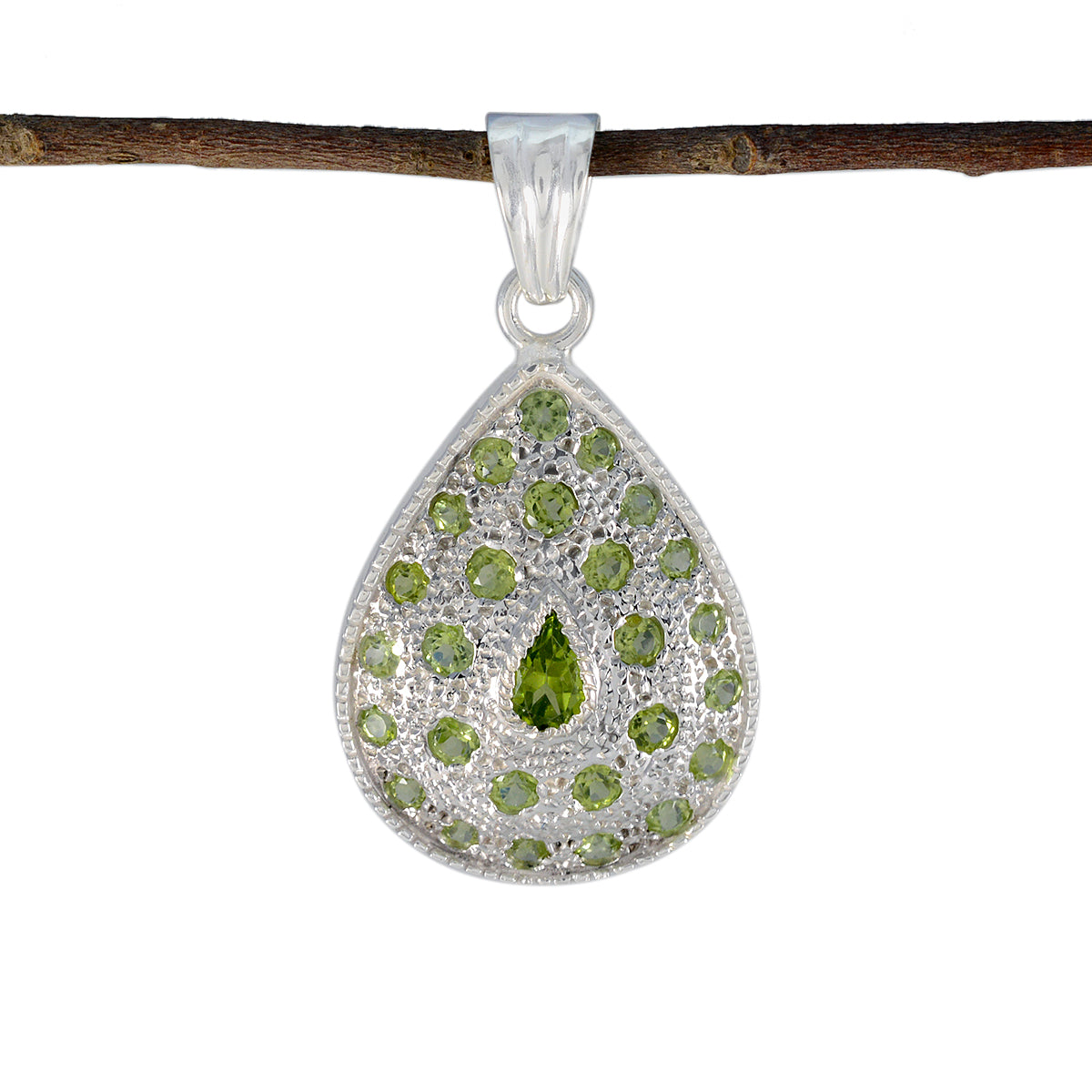 Peridot Statement American 92.5 Silver multiple Green Pendant Main image