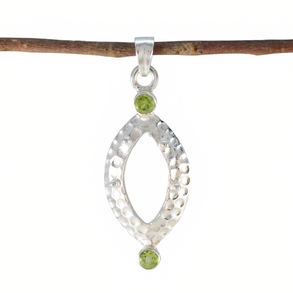 Peridot Whisper-thin American Sterling Silver Toi et Moi Green Pendant