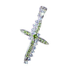 Gioiello con pendente verde a forma di angelo indiano essenziale in argento 92,5 con peridoto