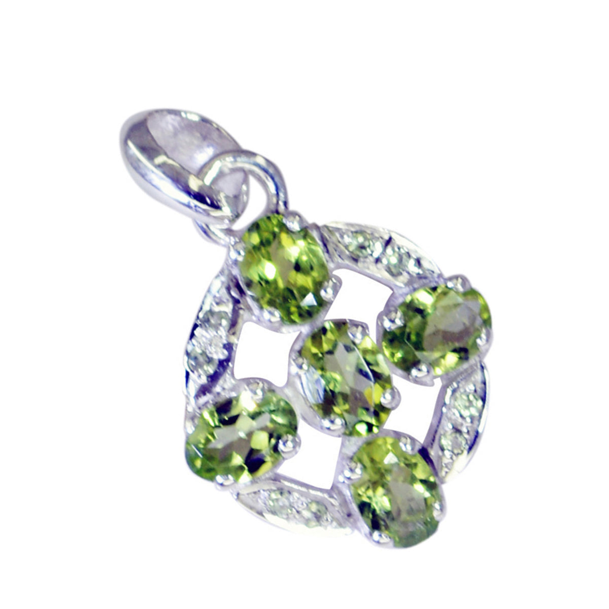 Peridot Featherlight Indiaas 92,5 Zilveren meervoudige Siti Hart Groene Hanger Sieraden Secundaire afbeelding