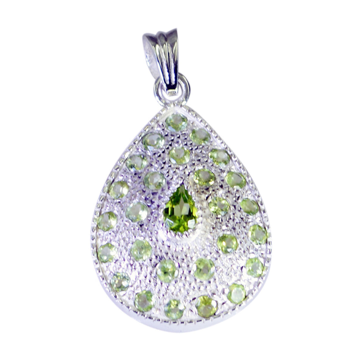 Peridot Essential African Sterling Silver multiple Green Pendant メイン画像