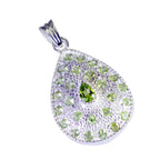 Gioielli con ciondolo multiplo a forma di cuore verde in argento sterling africano Peridot Essential Eva