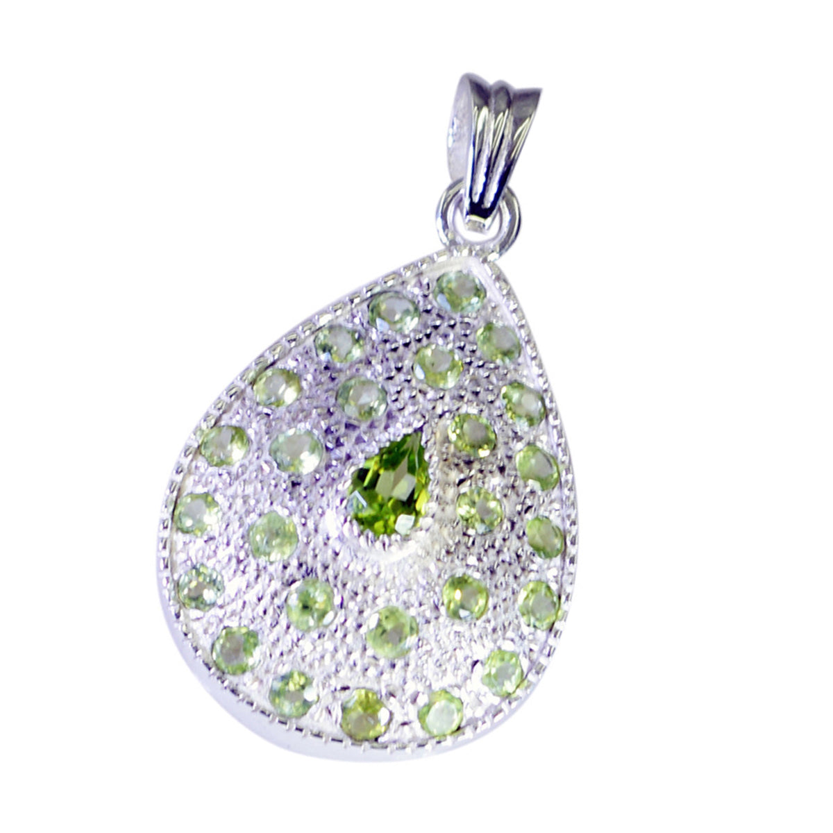 Gioielli con ciondolo multiplo a forma di cuore verde in argento sterling africano Peridot Essential Eva