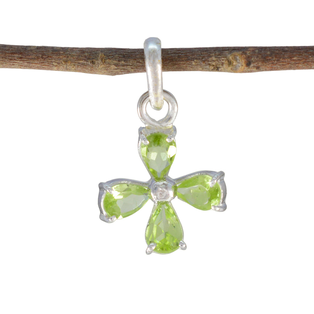 Peridot Minimalistischer koreanischer 925 Silber Viertel Grün Anhänger