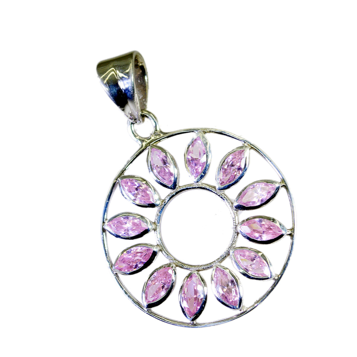 Pink CZ Featherlight Moroccan Silver multiple Pink Pendant Главное изображение товара