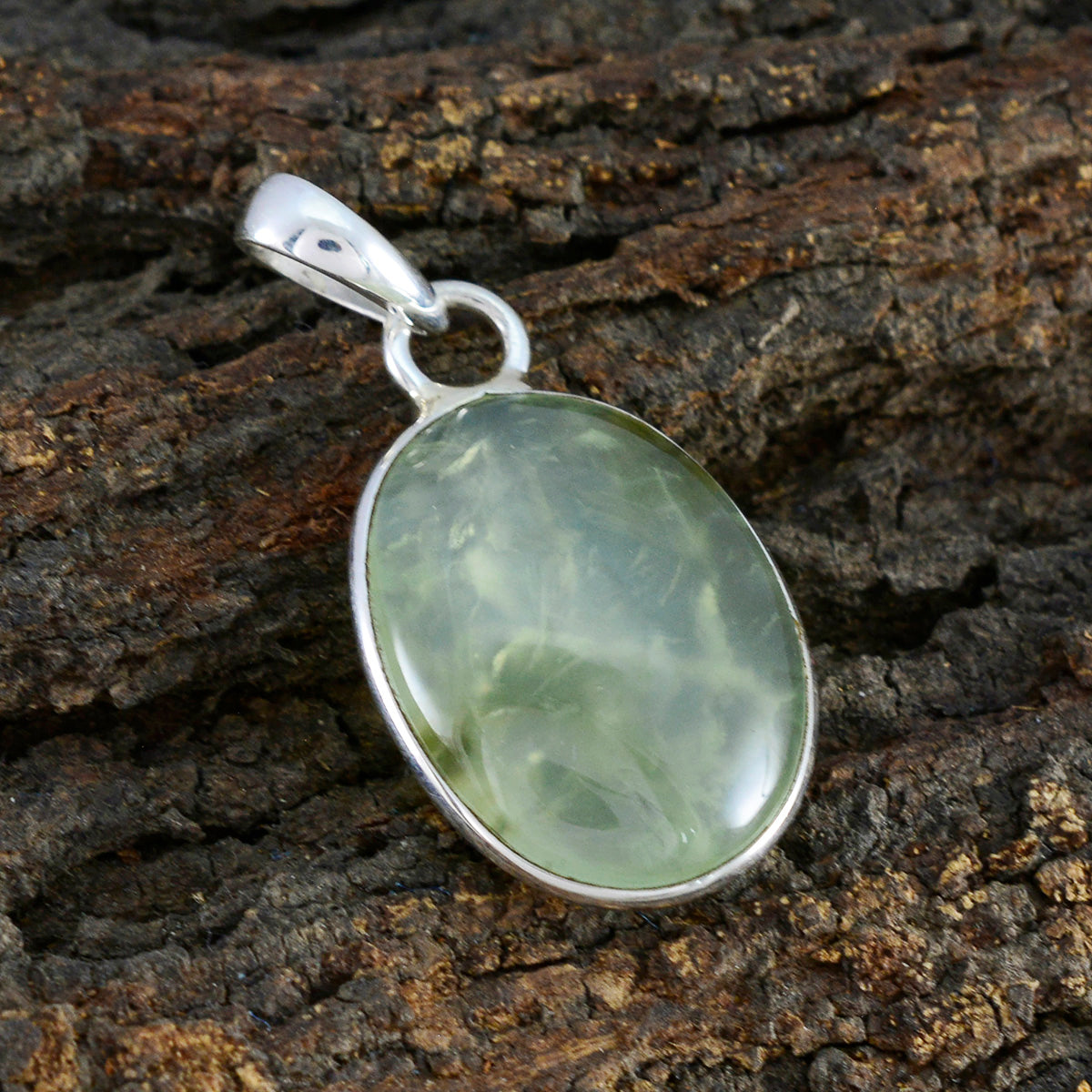 Prehnite Classic Russian 92.5 Argento Solitario Stella Graceful Green Ciondolo Gioiello Immagine secondaria del prodotto