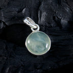 Prehnite Whisper-thin Russian Sterling Silver Solitaire Aisha Cocktail Green Pendant Jewellery