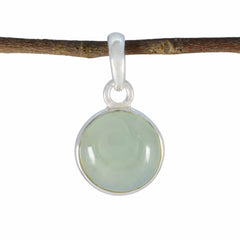 Prehnite Whisper-thin Russian Sterling Silver Solitaire Light Green Pendant