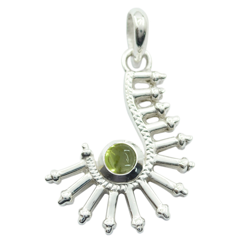 Prehnite Tiny French Sterling Silver Solitaire Light Green Pendant