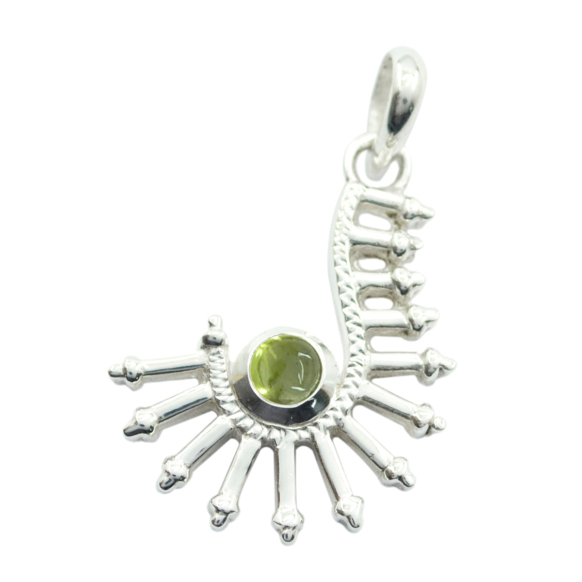 Prehnite Tiny French Sterling Silver Solitaire Constanza wedding Green Pendant Jewellery