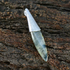 Prehnite Tiny German 925 Silver Solitaire Ava Abstract Green Pendant Jewelry