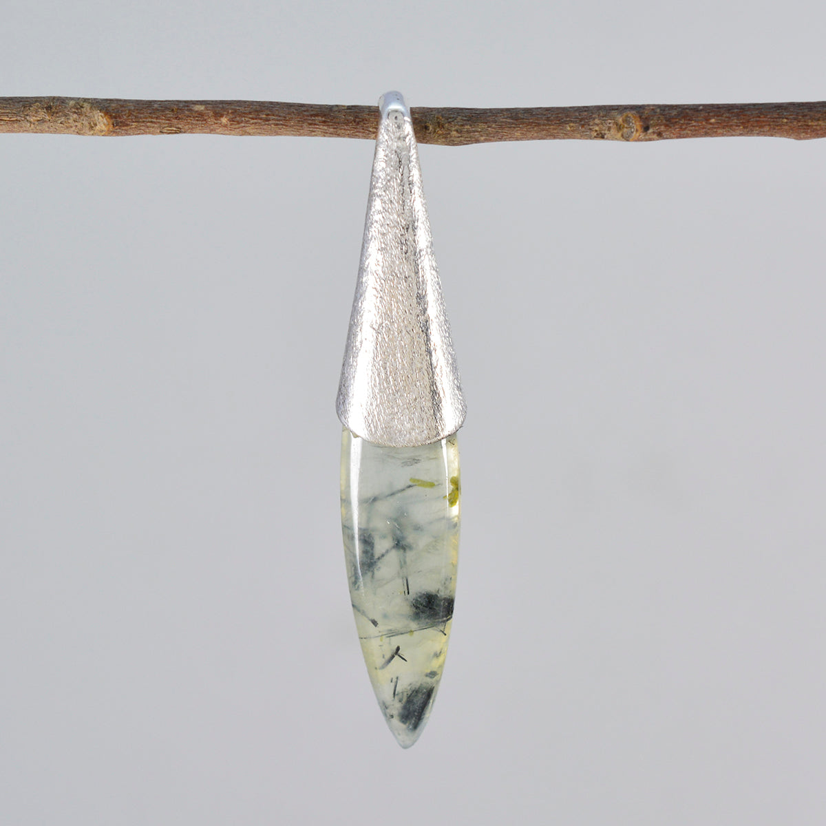 Prehnite Tiny German 925 Silver Solitaire Ava Abstract Green Pendant Jewelry