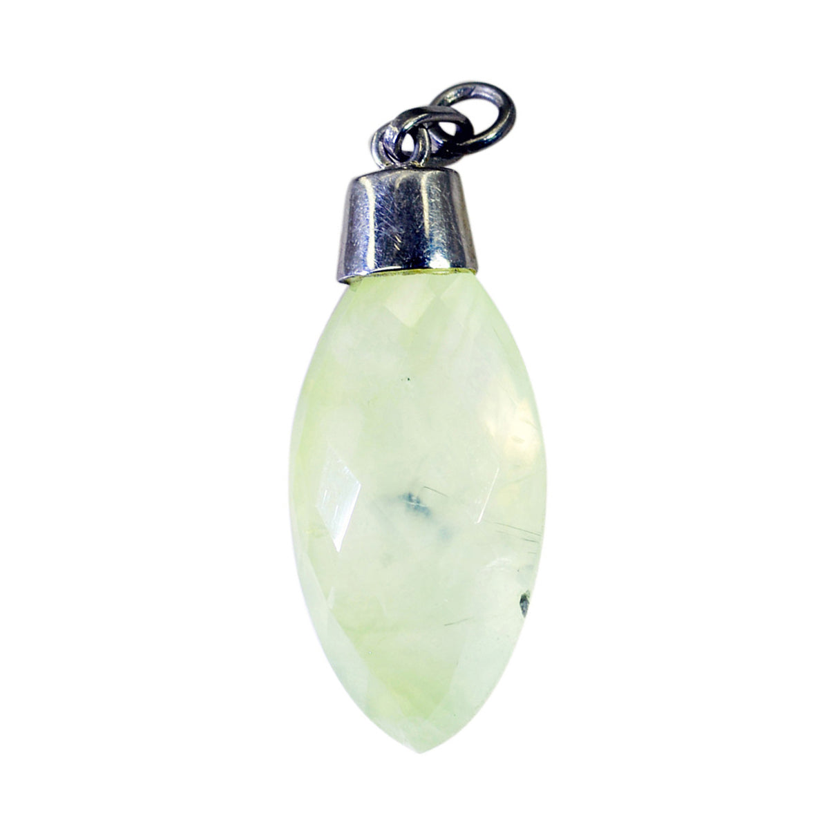 Prehnite Delicate Latin American 92.5 Silver Solitaire Light Green Pendant