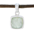 Prehnite Dainty Italian 925 Silver Solitaire Light Green Pendant