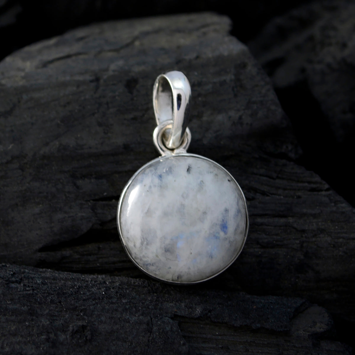 Rainbow Moonstone Whisper-thin Latin American Silver Solitaire Micaela Bubble White Pendant Jewelry
