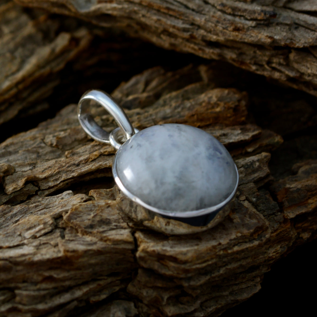 Rainbow Moonstone Whisper-thin Latin American Silver Solitaire Micaela Bubble White Pendant Jewelry