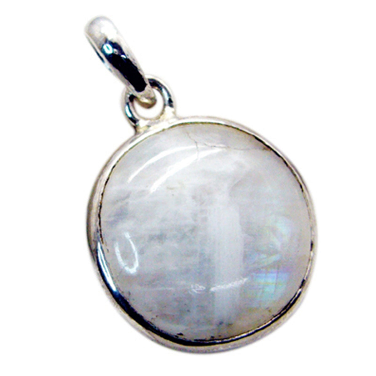 Rainbow Moonstone Whisper-thin Latin American Silver Solitaire Micaela Bubble White Pendant Jewelry