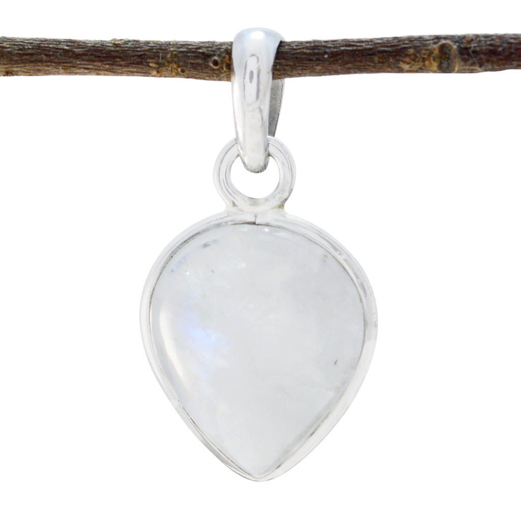Rainbow Moonstone Delicate Russian Sterling Silver Solitaire White Pendant