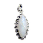 Rainbow Moonstone Eye-catching Latin American Sterling Silver Solitaire White Pendant
