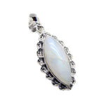 Rainbow Moonstone Eye-catching Latin American Sterling Silver Solitaire Ángeles Rope-Wire White Pendant Jewellery