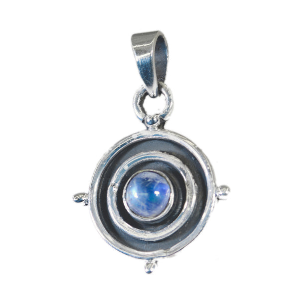 Rainbow Moonstone Featherlight Latin American 92.5 Silver Solitaire White Pendant