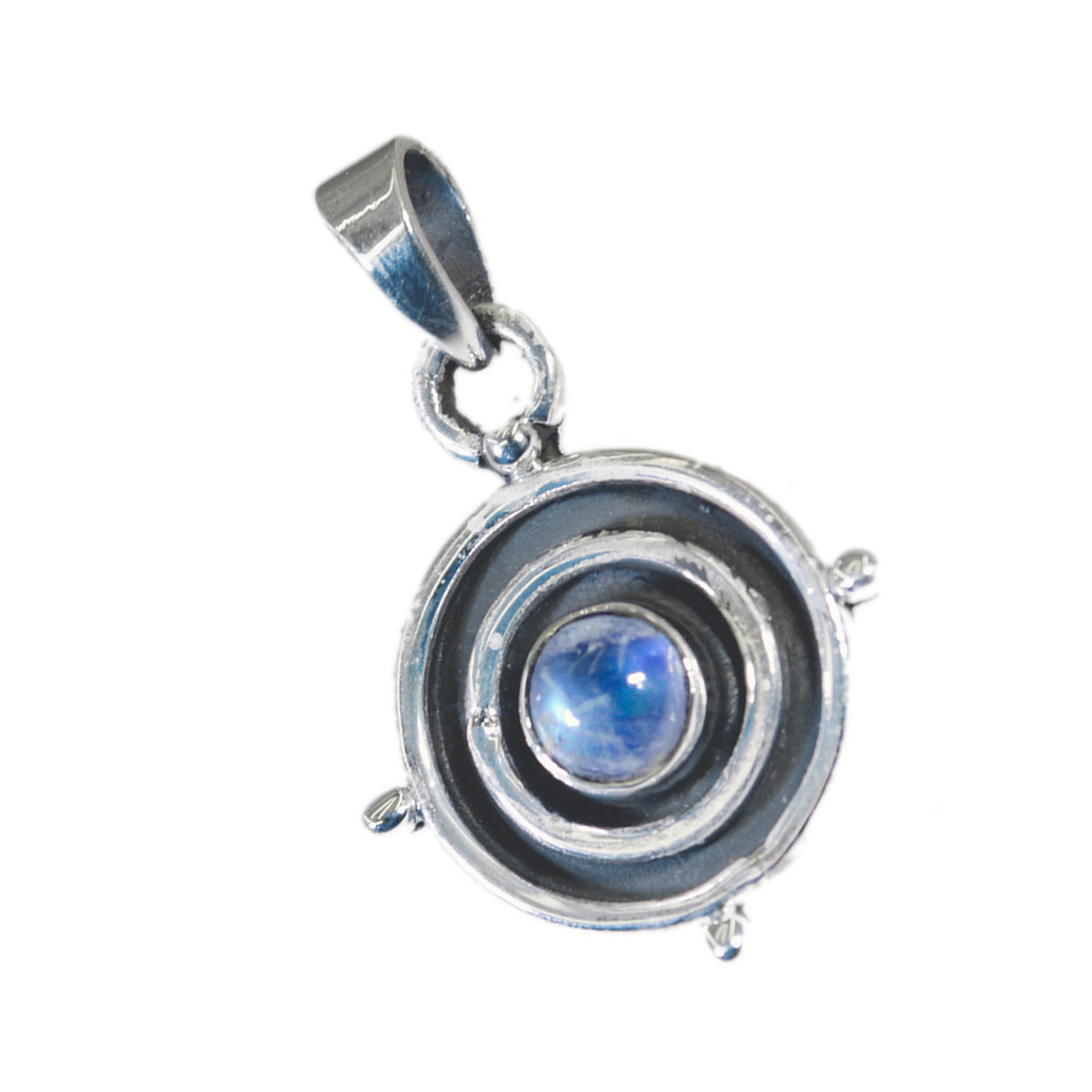 Rainbow Moonstone Featherlight Latin American 92.5 Silver Solitaire Carolina Rope-Wire White Pendant Jewellery