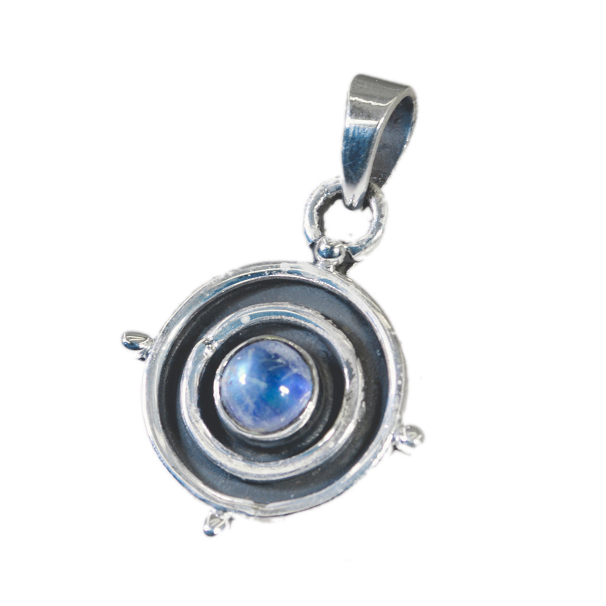 Rainbow Moonstone Featherlight Latin American 92.5 Silver Solitaire Carolina Rope-Wire White Pendant Jewellery