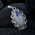 Rainbow Moonstone Edgy American Silver Solitaire Ivana Rope-Wire White Pendant Jewelry