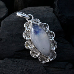 レインボームーンストーン エッジの効いたアメリカンシルバーソリティア イヴァナロープワイヤー ホワイトペンダントジュエリー