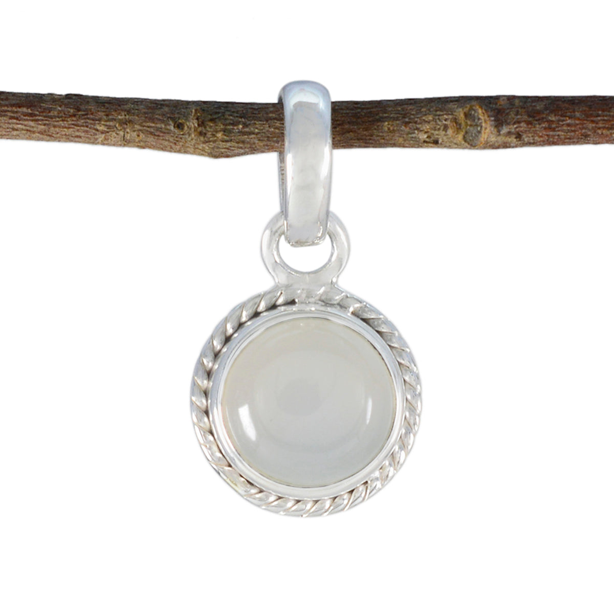 Rainbow Moonstone Whisper-thin Moroccan Silver Solitaire White Pendant Главное изображение товара